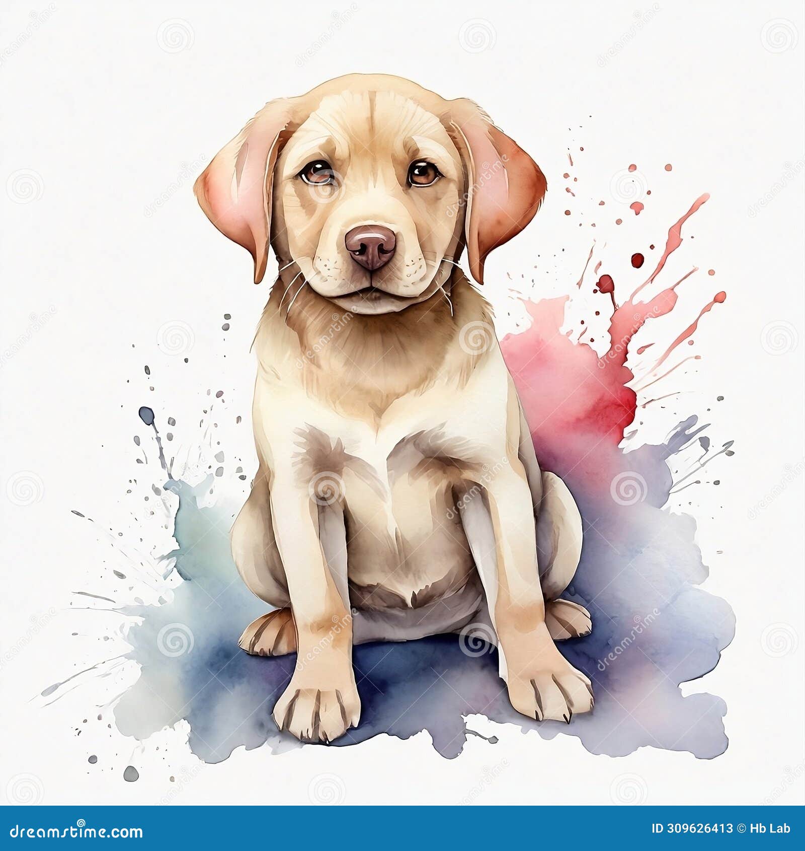 watercolor cute pupppy labrador clipart, aquarela. ai generative