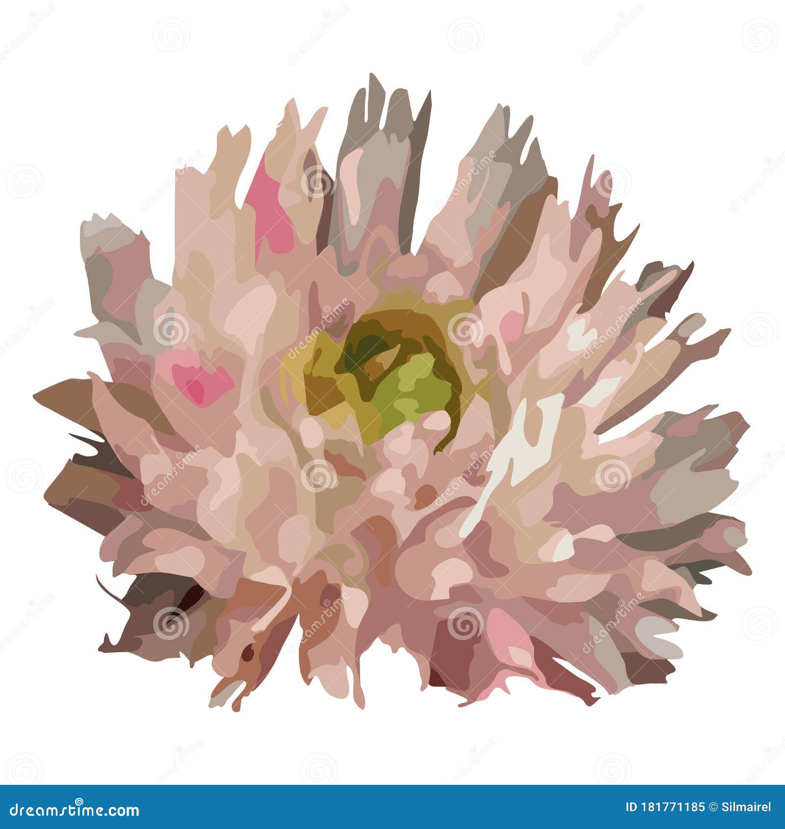 Watercolor 3D Realistic Romantic Flower Floral Peony Dahlia Rose Isolated Art Vector Stock Vector - Illustration Of Botany, Decoration: 181771185
