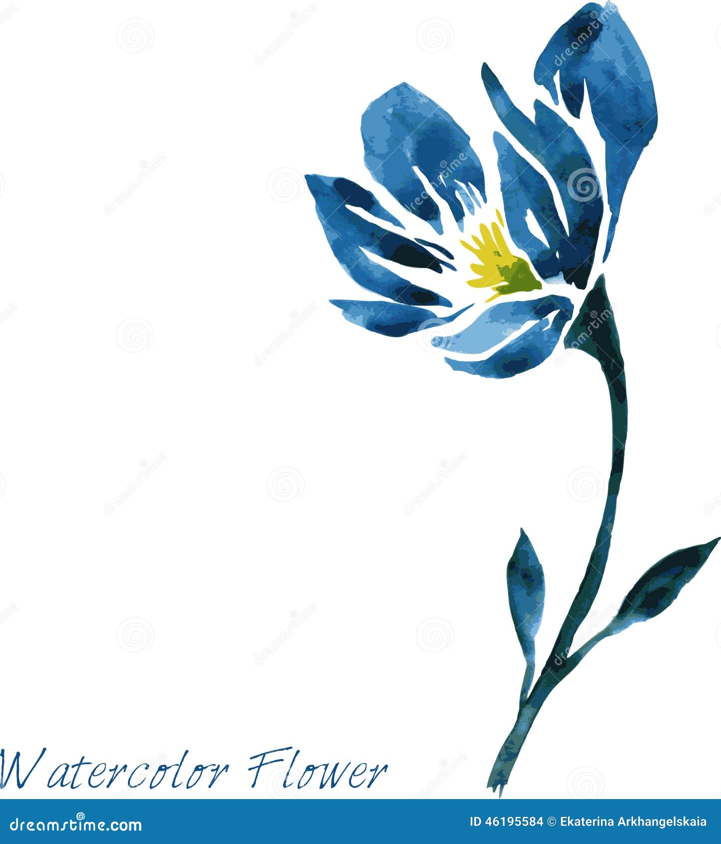 Pencil drawing of a yellow-blue flower with a butterfly on a white  background Stock Photo - Alamy