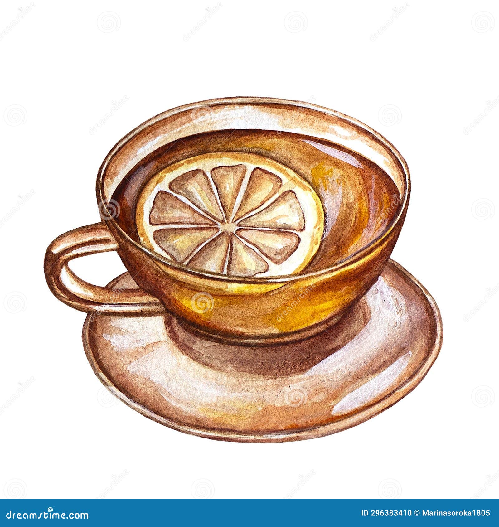 Watercolor Drawing of a Cup of Tea. Image for the Menu of Restaurants