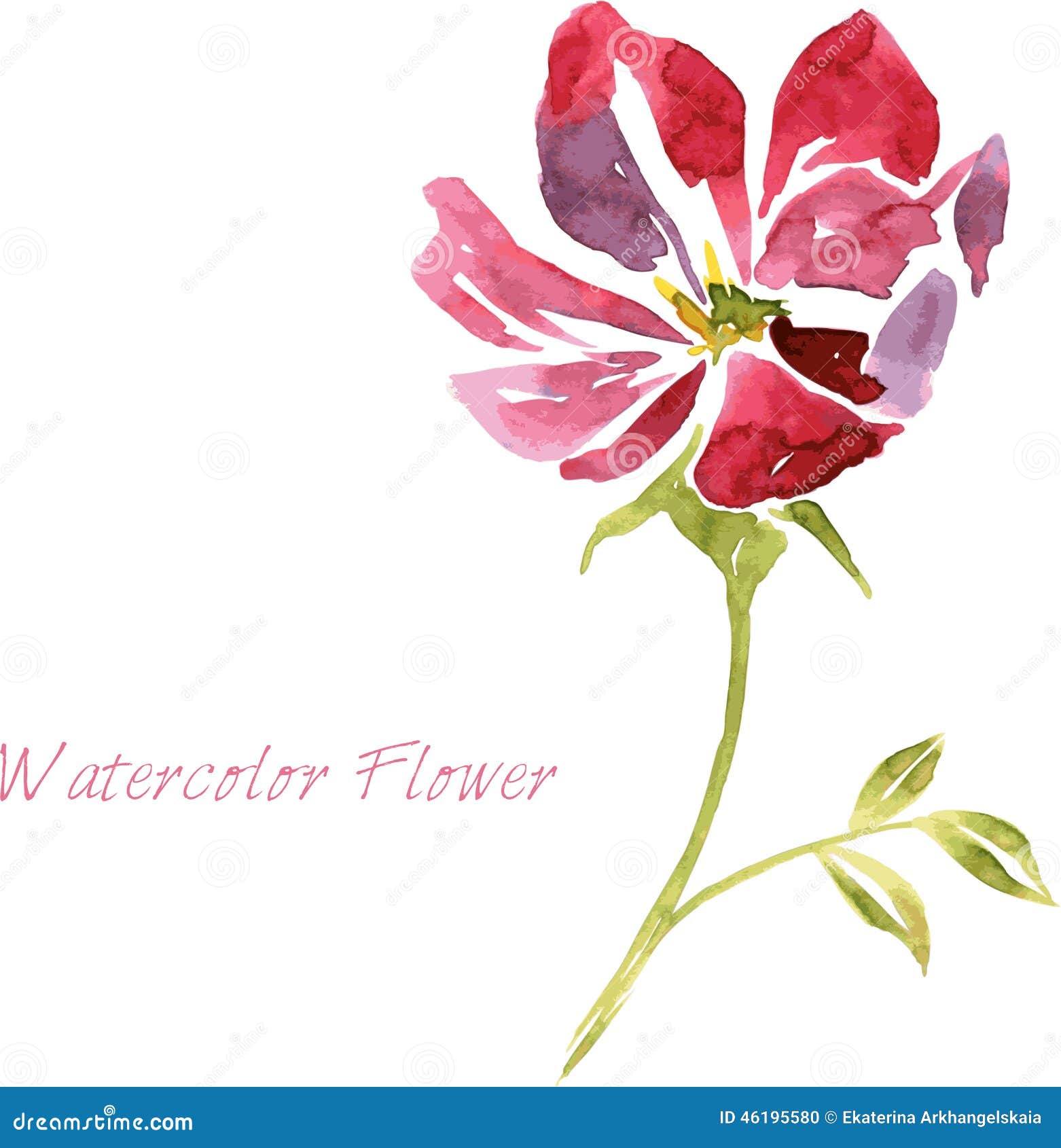 Watercolor drawing flower stock vector. Illustration of leaf 46195580
