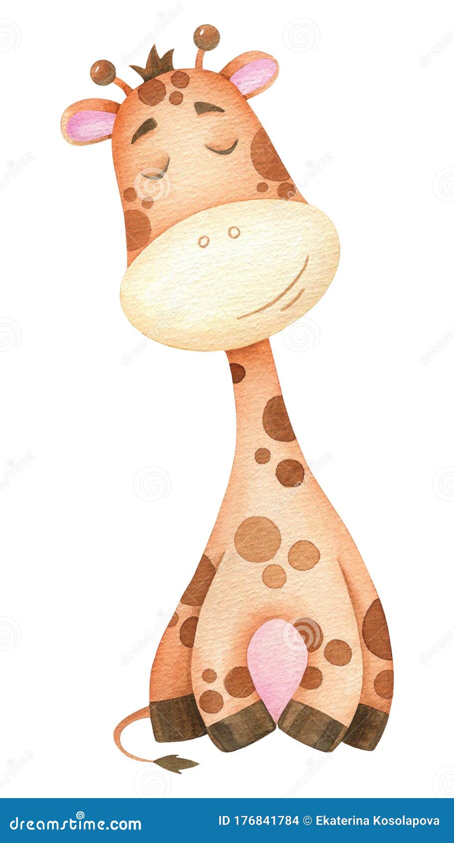 Watercolor Drawing Illustration of a Cute Cartoon Baby Giraffe Stock  Illustration - Illustration of wild, young: 176841784