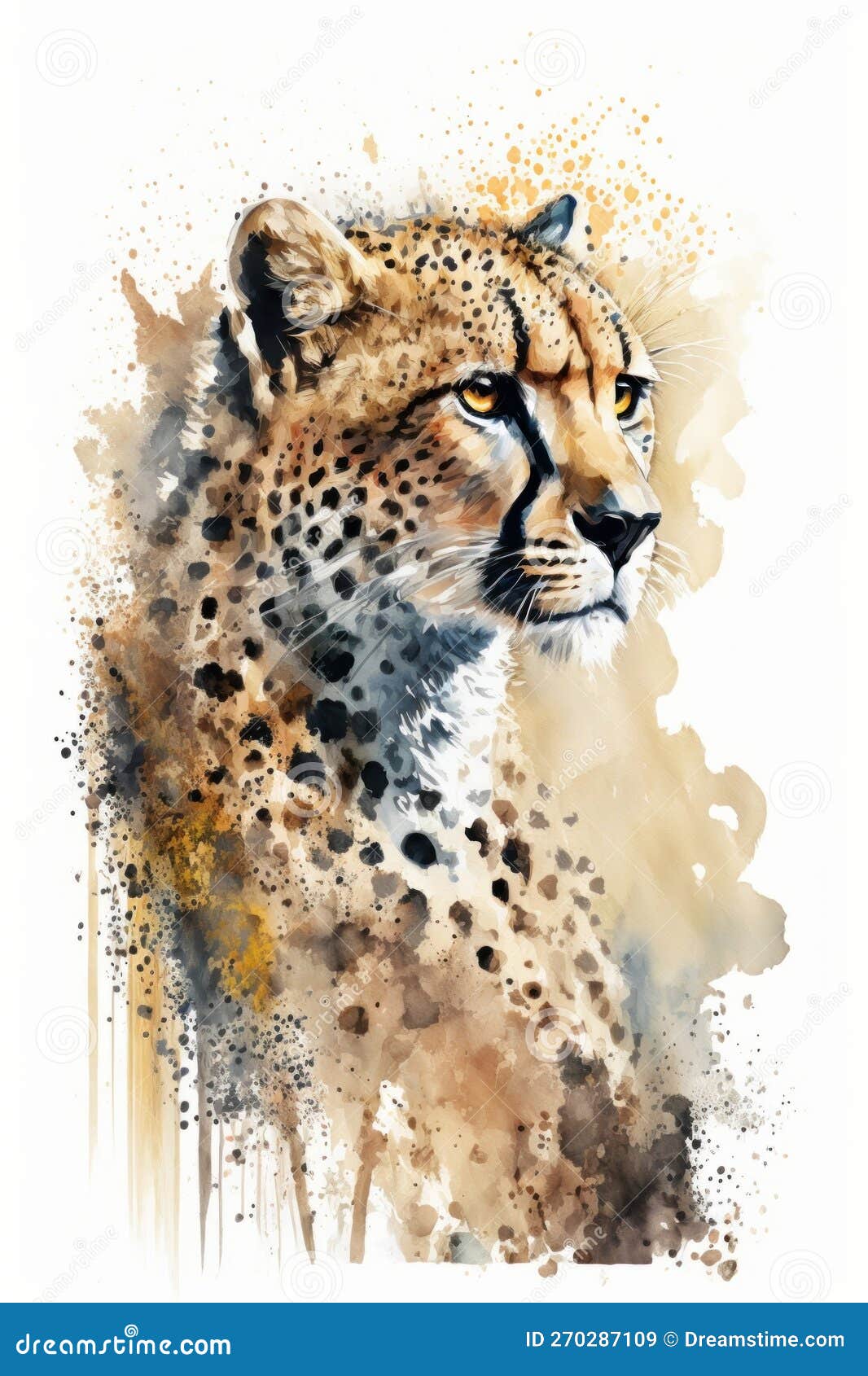 watercolor drawing of a leopard. created with generative ai technology