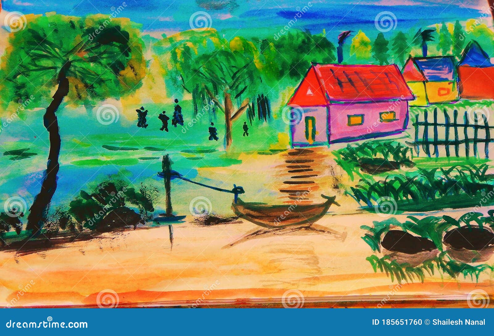 How to Draw Village Scenery Easily Step by Step With Oil Pastels-saigonsouth.com.vn