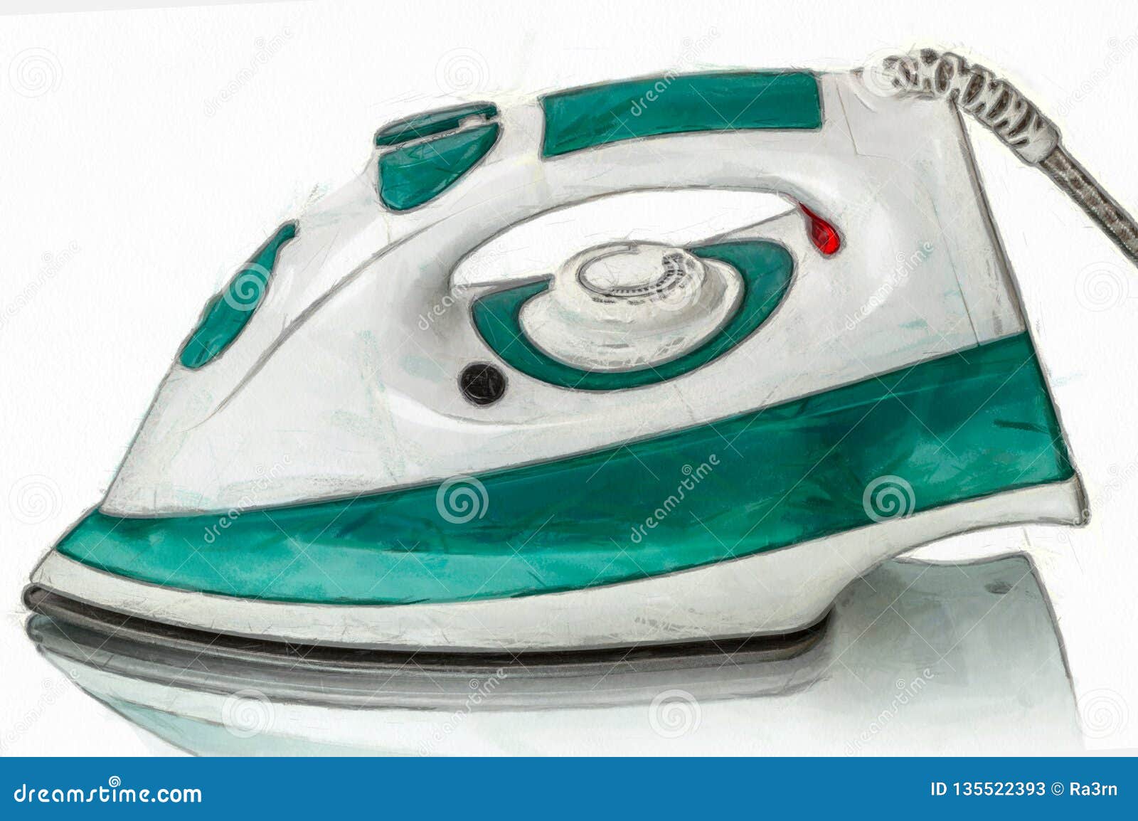 Watercolor Drawing Steam Iron Stock Illustration Illustration of