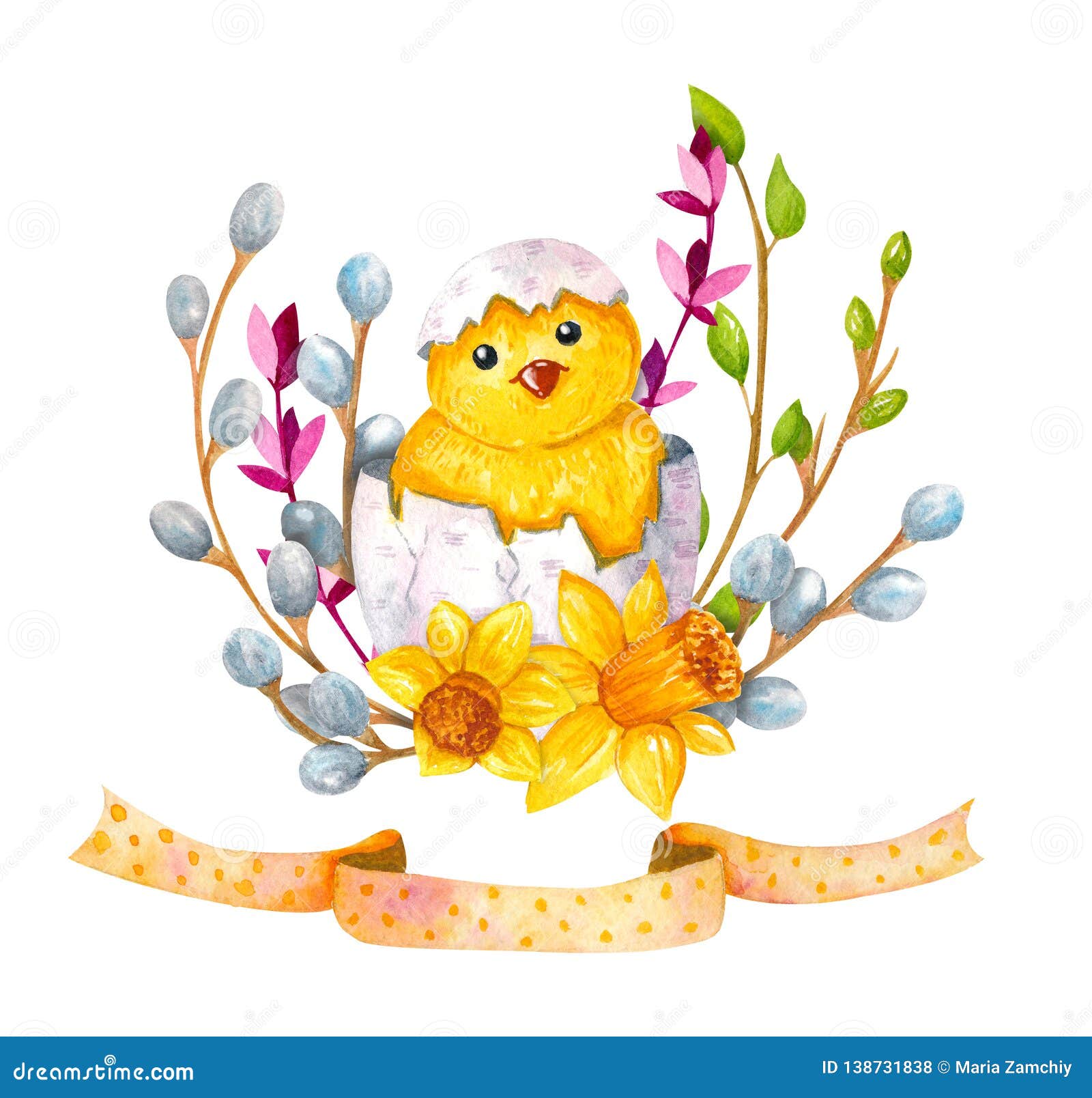 Watercolor Easter Sets stock illustration. Illustration of daffodil