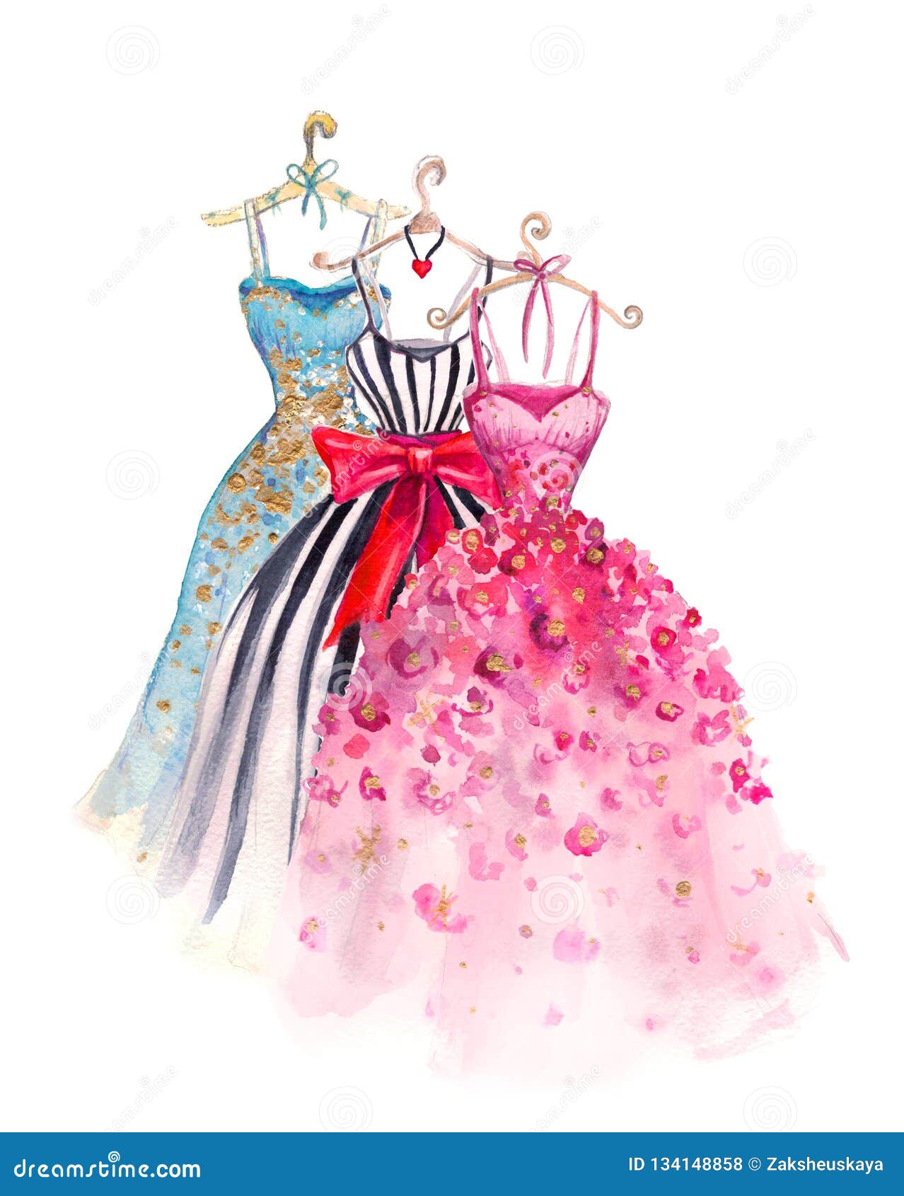 Watercolor Fashion Illustration. Elegant Dresses. Fashionable Women`s  Dress. Stock Illustration - Illustration of female, beauty: 134148858