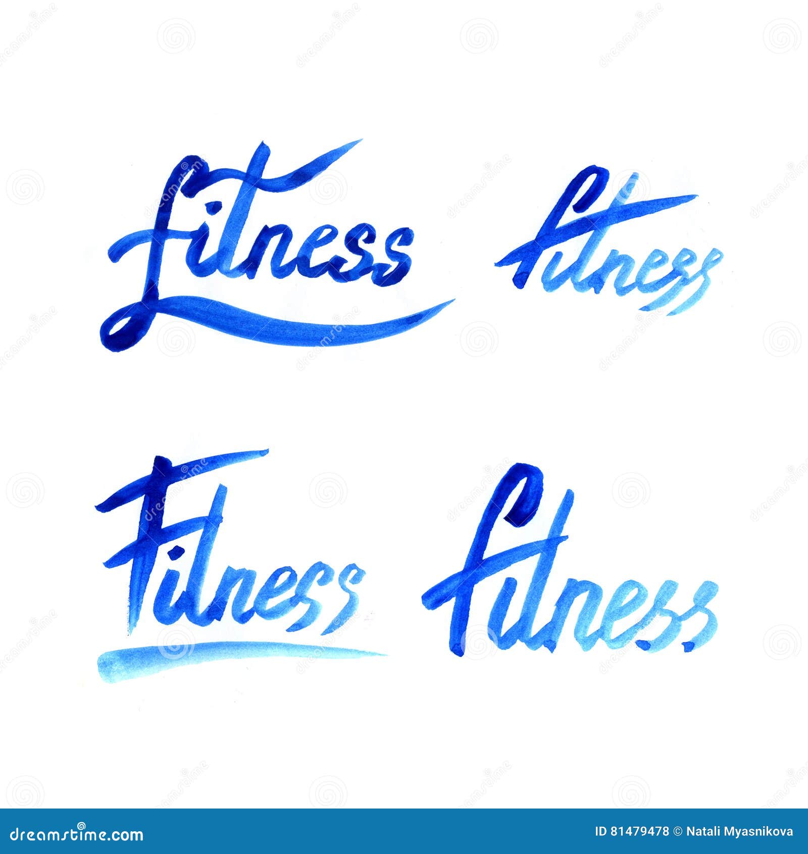 Watercolor Fitness Logo Illustration With Hand Written Calligraphy