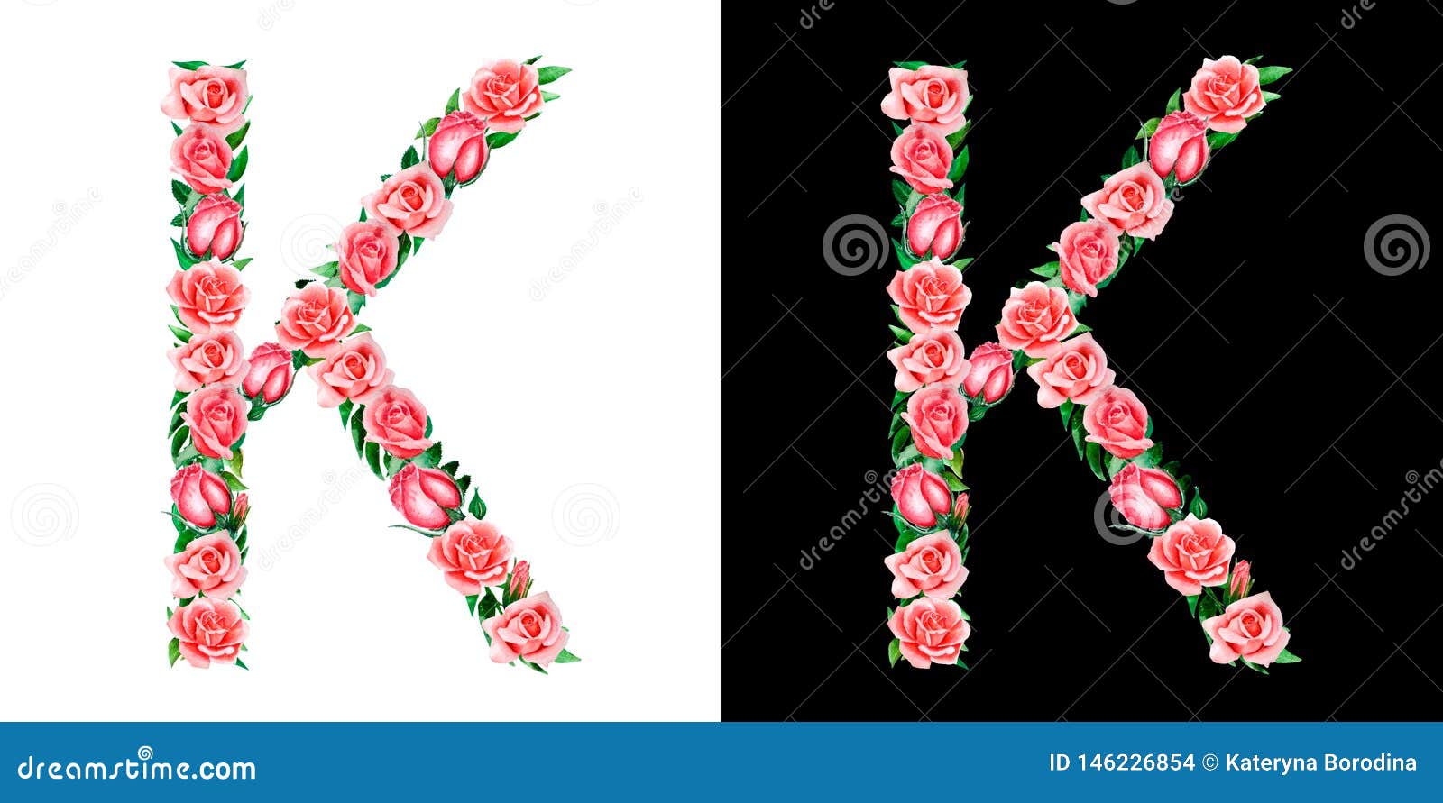 Download Watercolor Floral Alphabet Of Roses, Monogram, Title ...