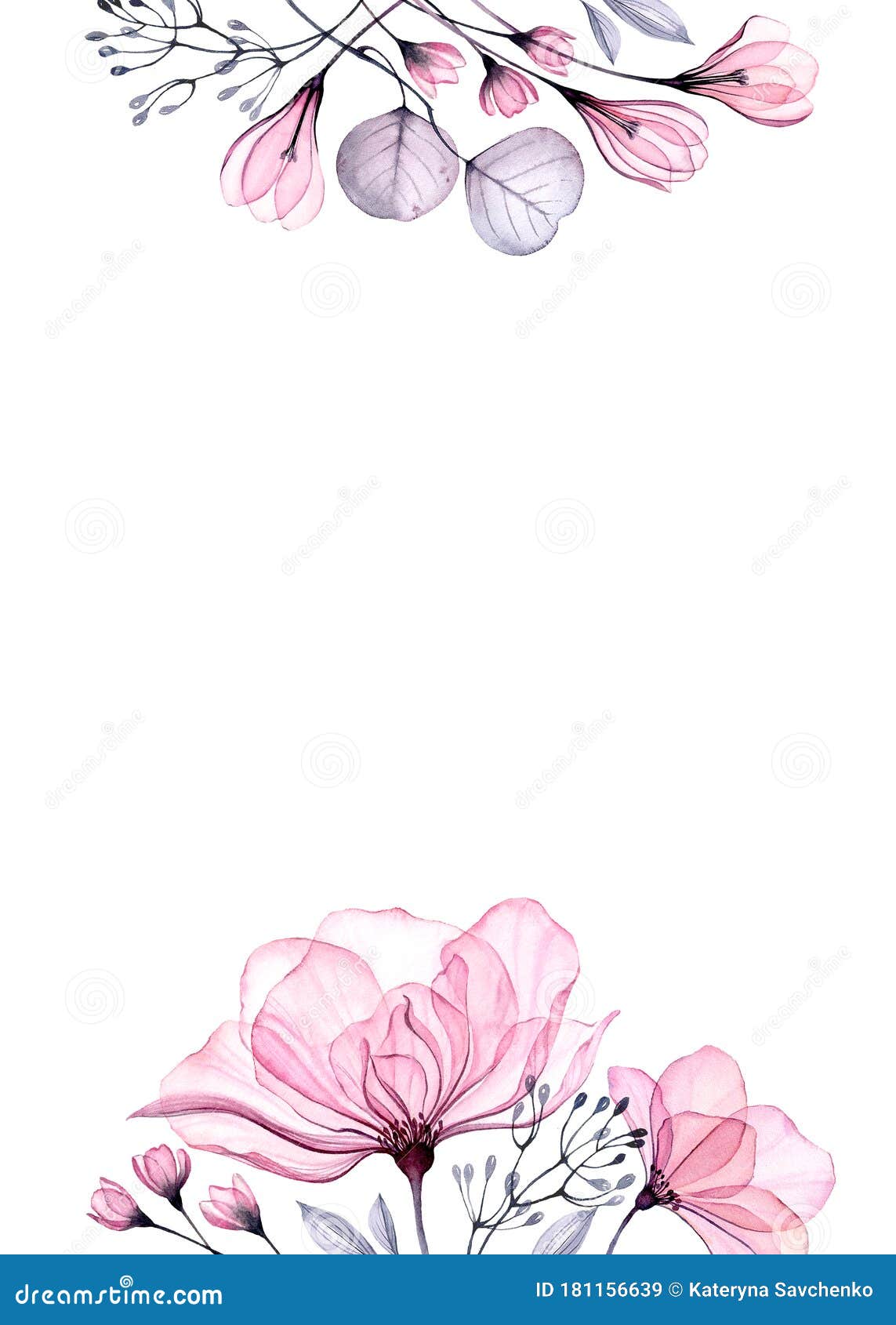 Watercolor Floral Banner. Vertical A5 Card Template with Place for Text  Stock Illustration - Illustration of leaf, crocus: 181156639