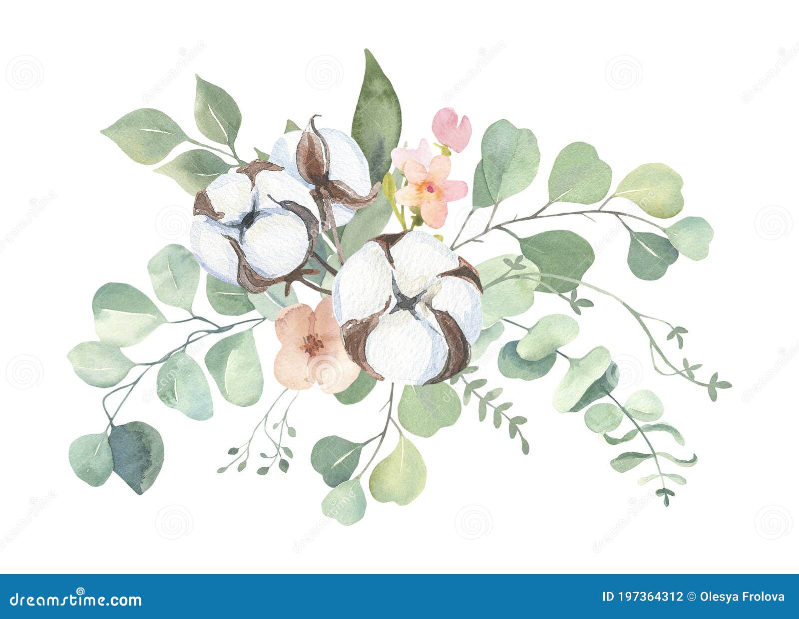 Watercolor Floral Illustration Collection - Green Leaf Brunches, for ...