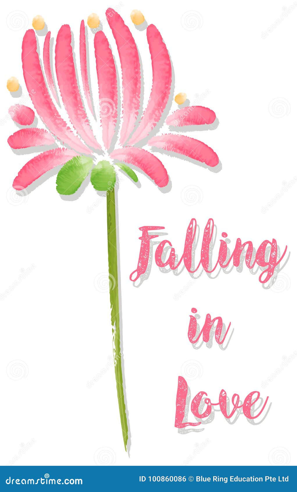 Watercolor Flower and Word Falling in Love Stock Vector - Illustration ...