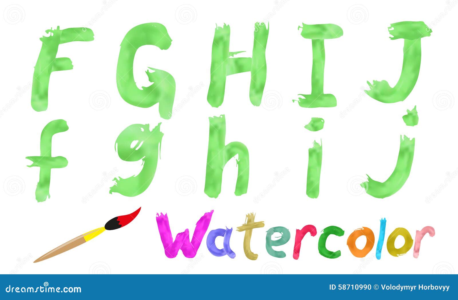 Watercolor font stock vector. Illustration of symbol 58710990