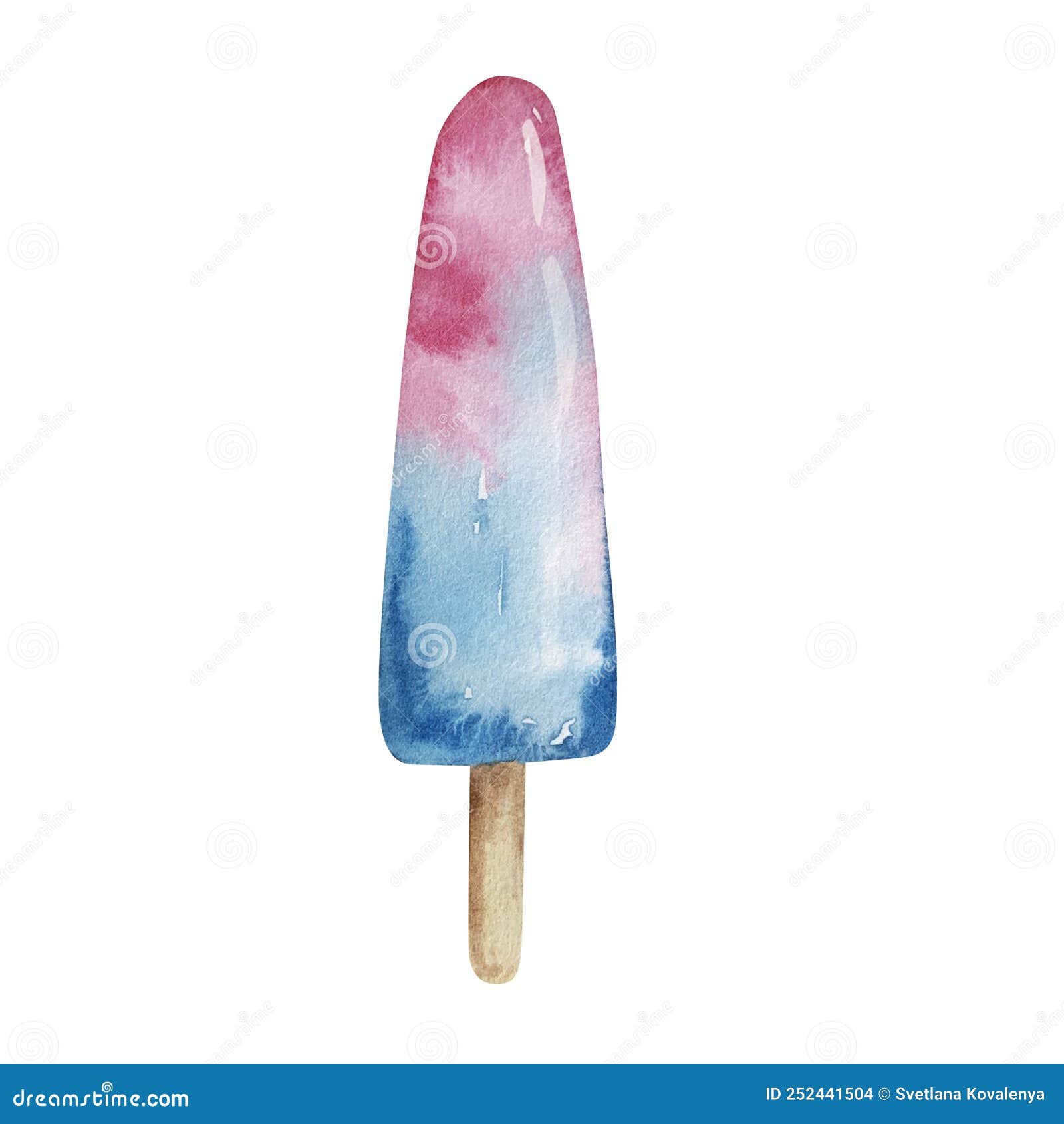 Watercolor Fruit Ice Cream Pink Blue Stock Vector Illustration of