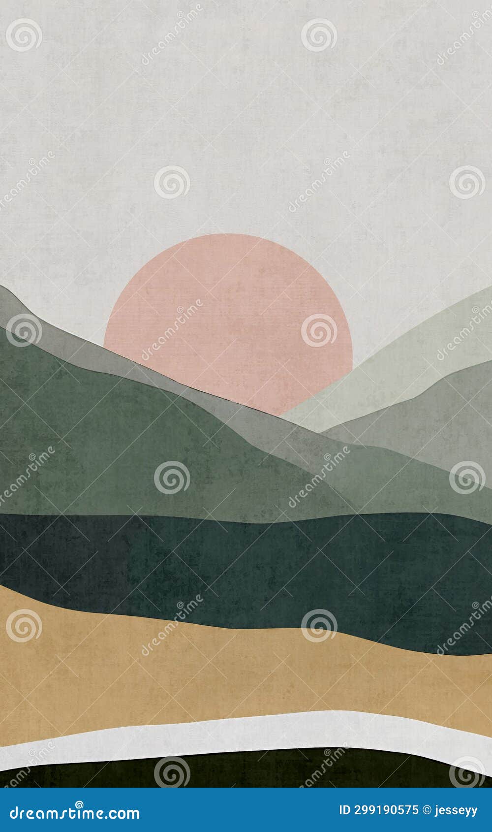 Watercolor Geometric Mountain Peak Sun Art Painting, Cover Design ...