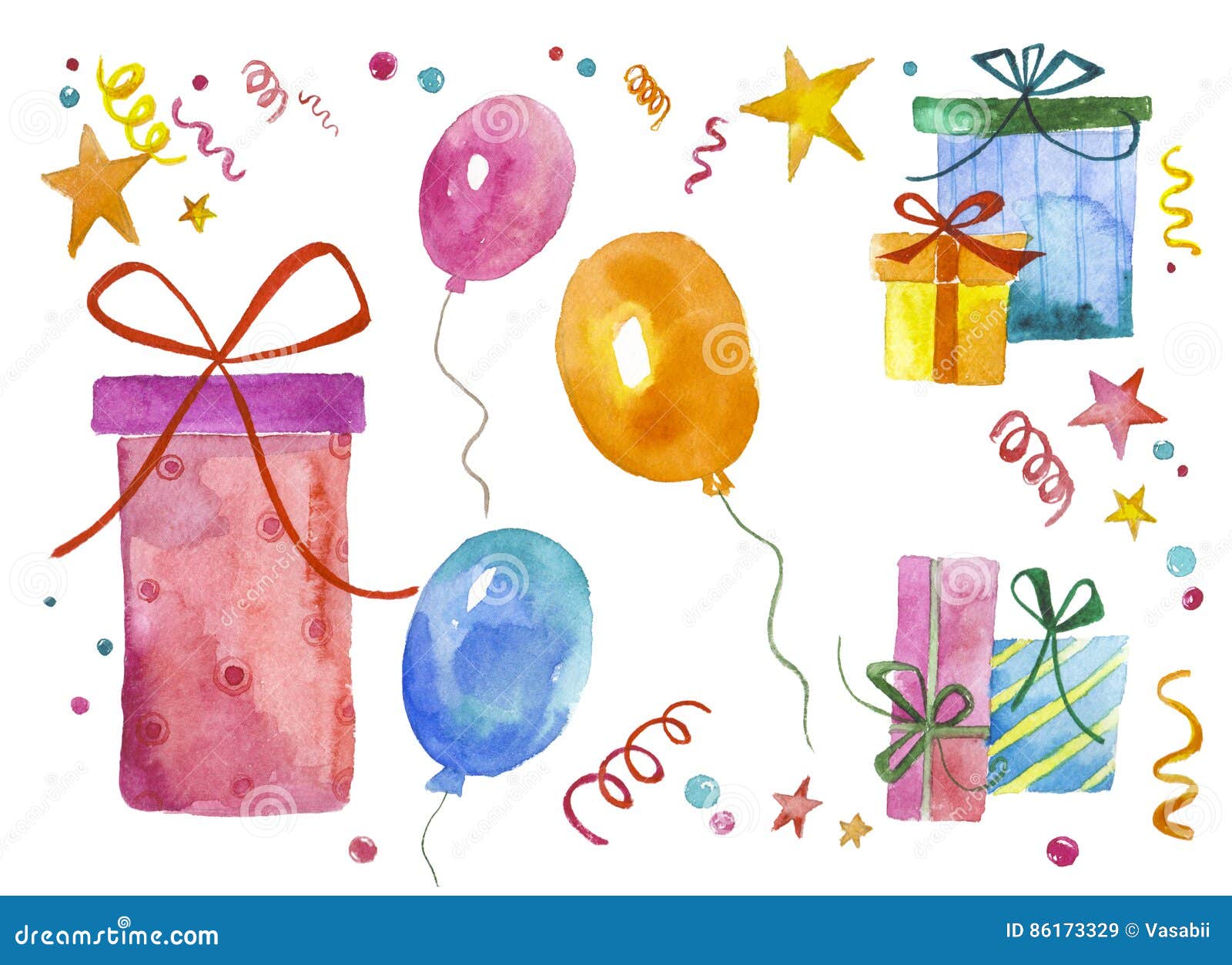 Watercolor gift boxes stock illustration. Illustration of christmas