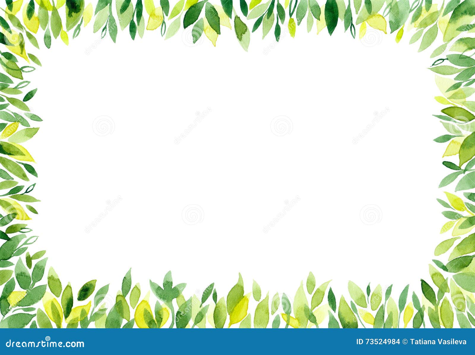 Watercolor Green Background With Leaves Stock Illustration ...