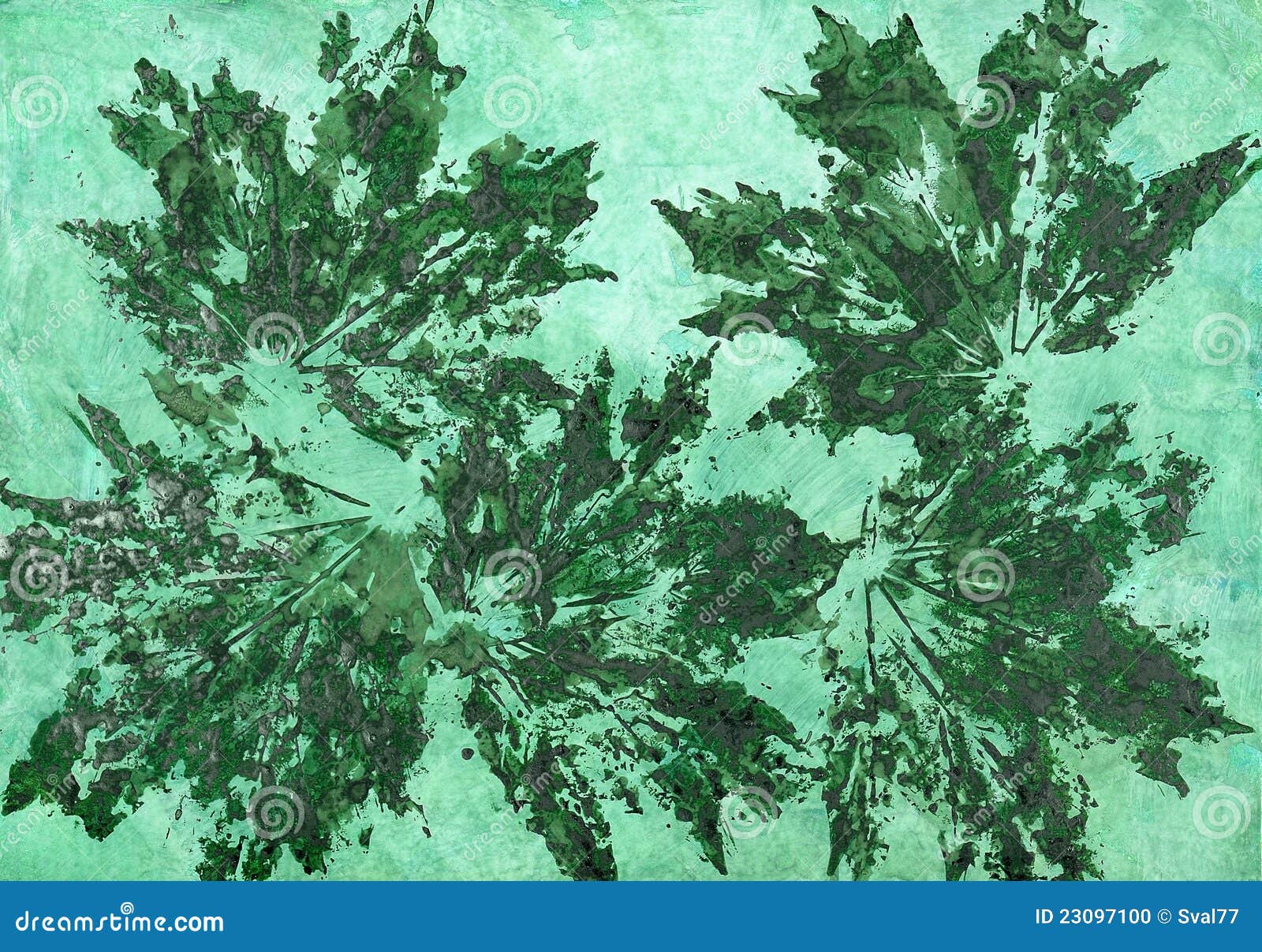 Watercolor. Green Leaves Background. Stock Illustration - Illustration