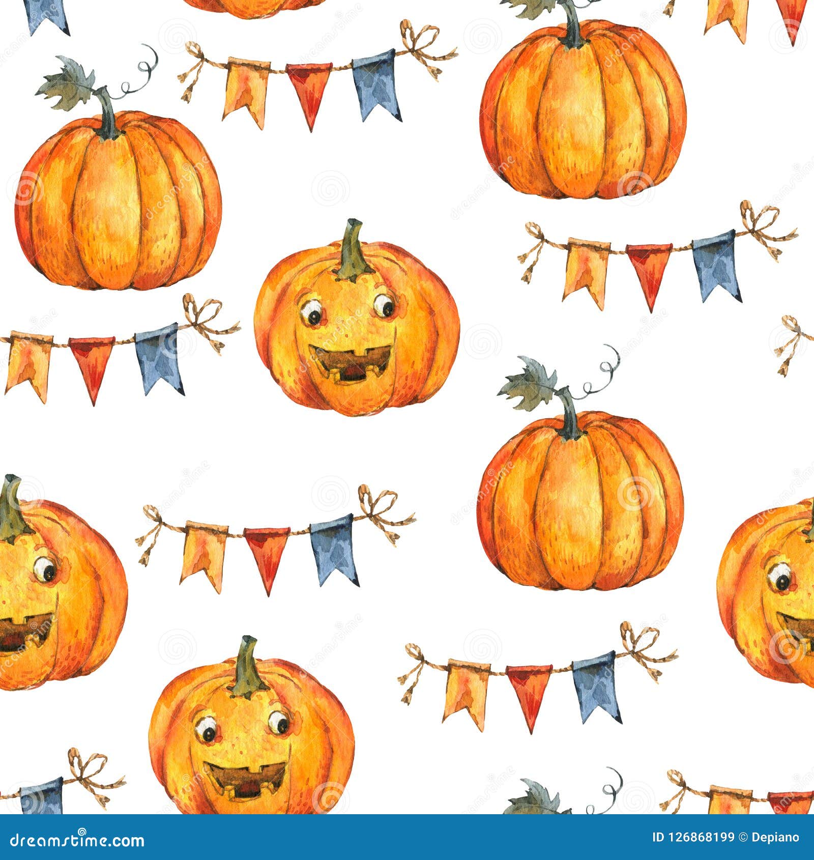 Download Watercolor Halloween Party Seamless Pattern On White ...