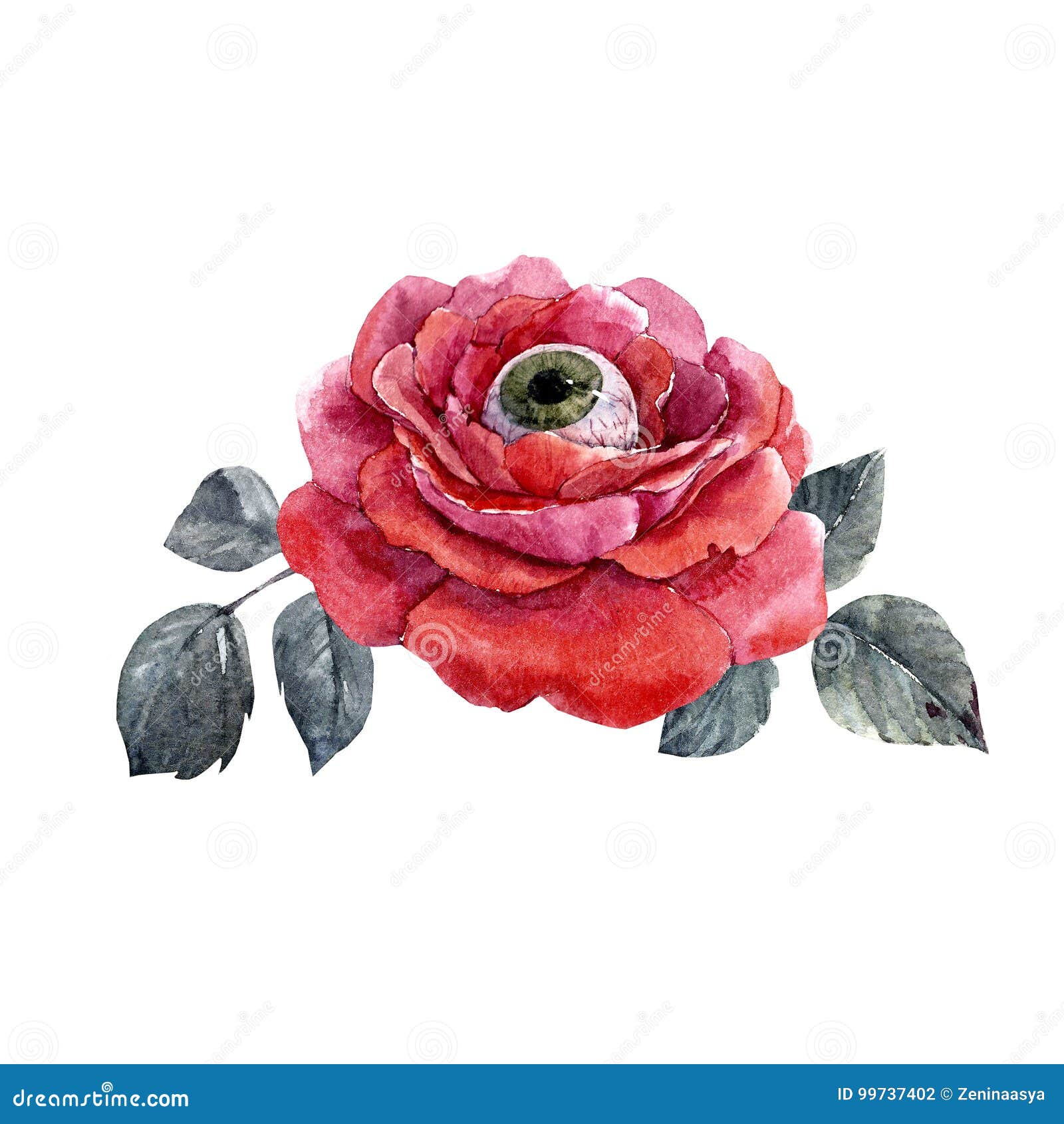 Watercolor halloween rose stock illustration. Illustration of fearful ...