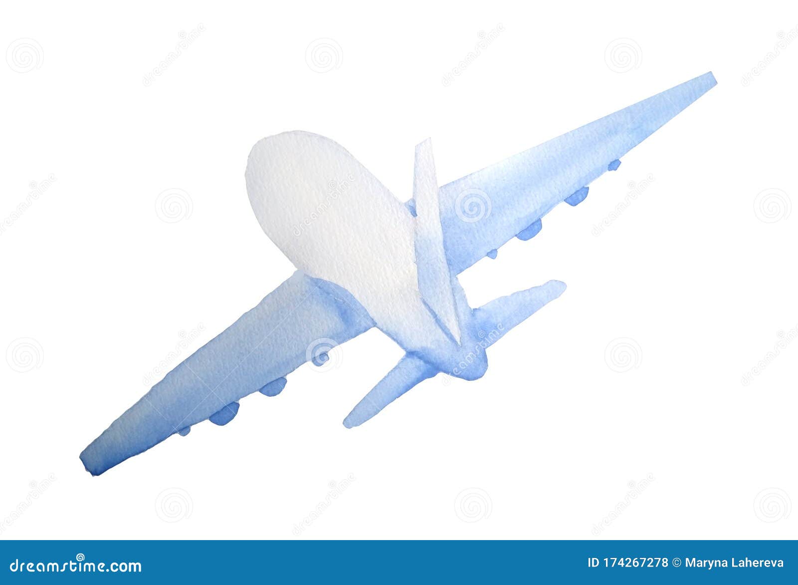 Watercolor Hand Drawn Illustration of Passenger Airplane Aircraft Plane in  Blue Colors. for Tourism Trip Journey Flight Stock Illustration -  Illustration of design, machine: 174267278