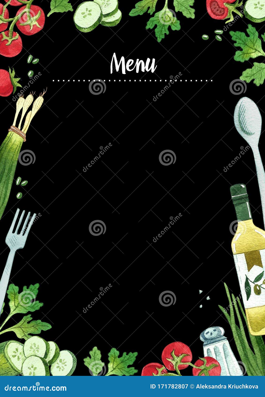 Watercolor Healthy Food Background. for Design Menu. Stock Image - Image of  cucumber, avocado: 171782807