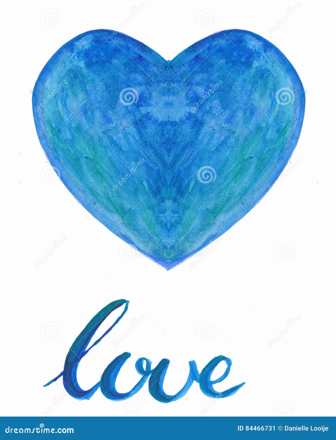 watercolor heart with handlettering