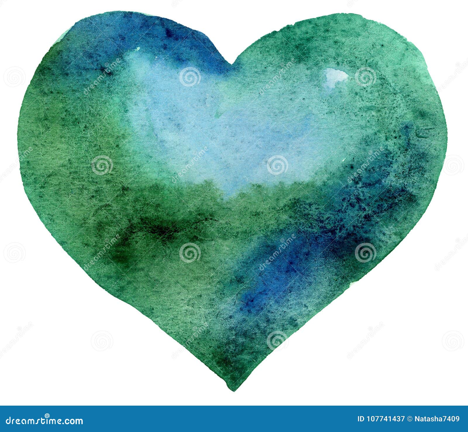 Set of watercolor green heart Royalty Free Vector Image