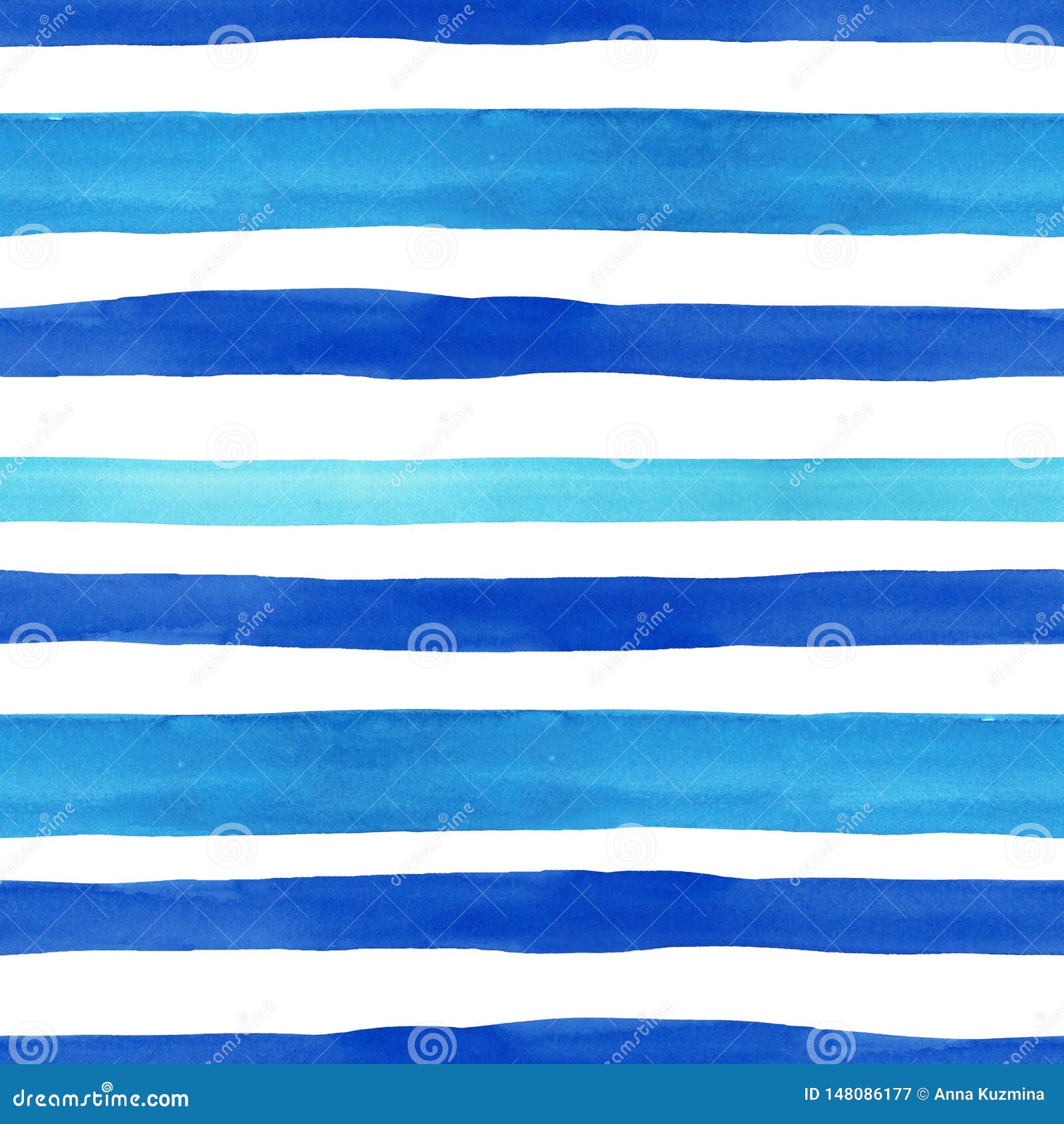 Blue Stripes Seamless Pattern On White Background Summer