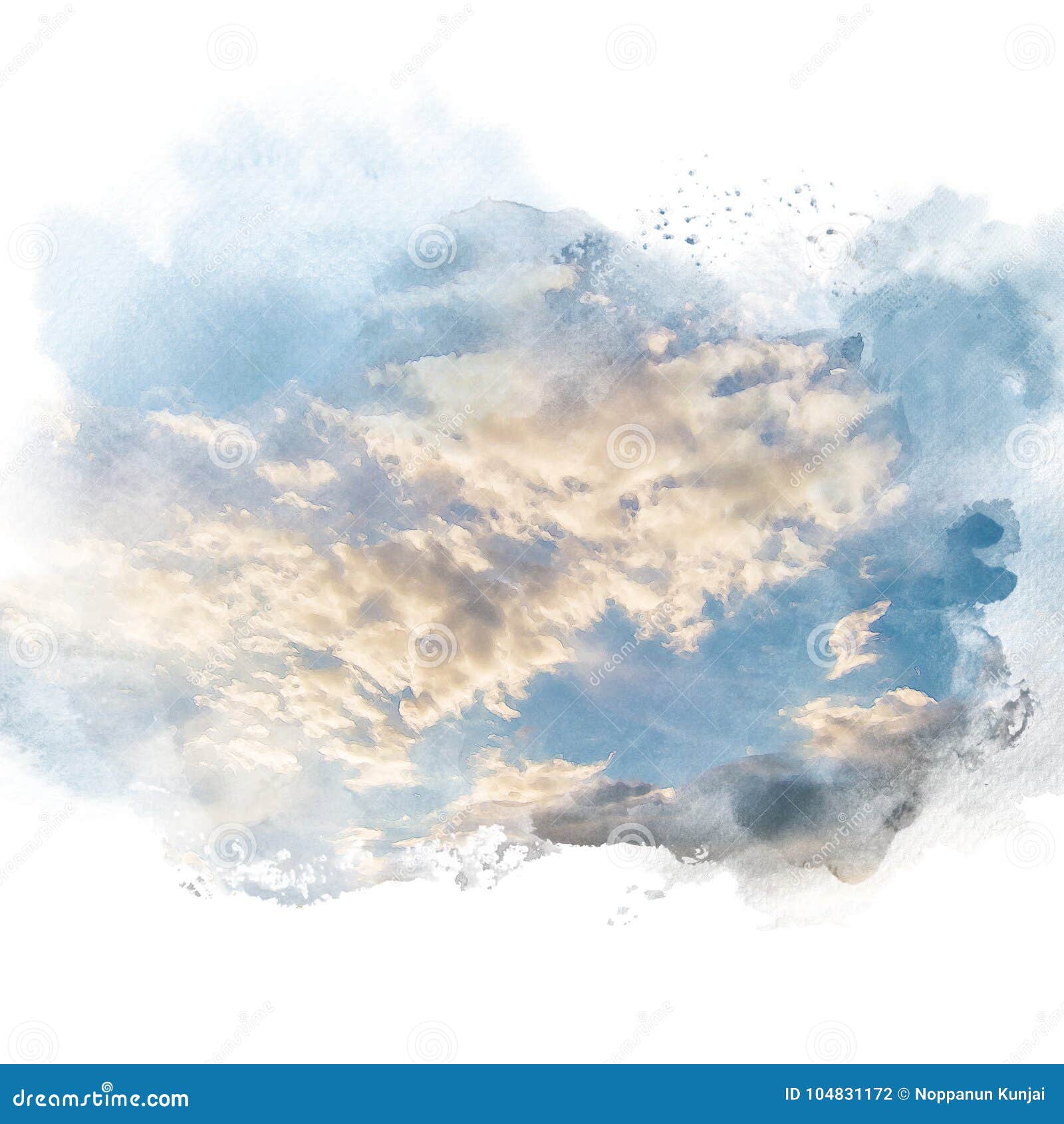 watercolor  of sky with cloud retouch.