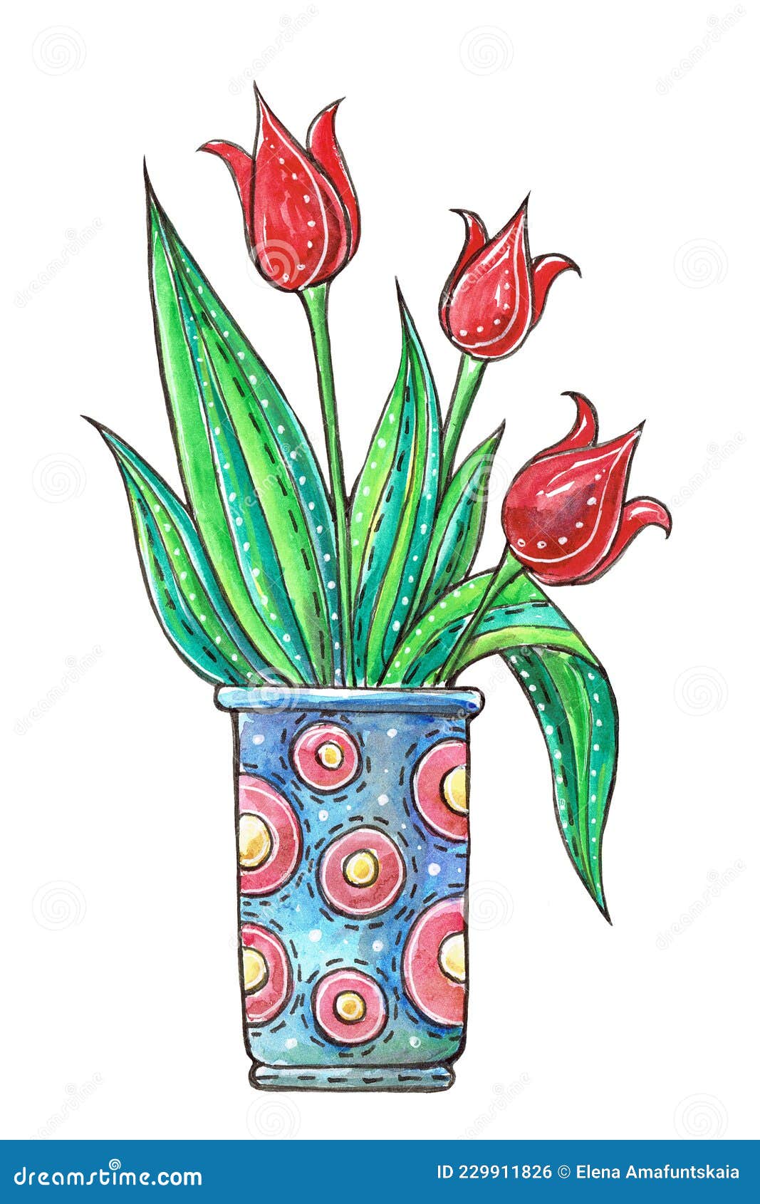 Vase with Flowers Contours Stock Photo - Alamy