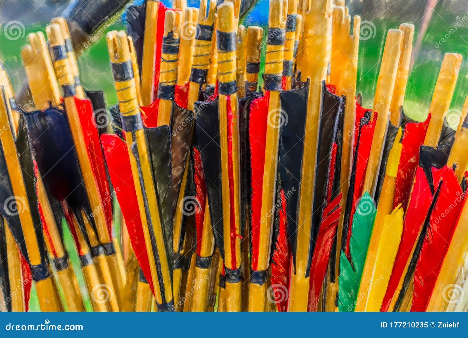 Colorful Shafts of Wooden Arrows with Real Bird Feathers for Shooting ...