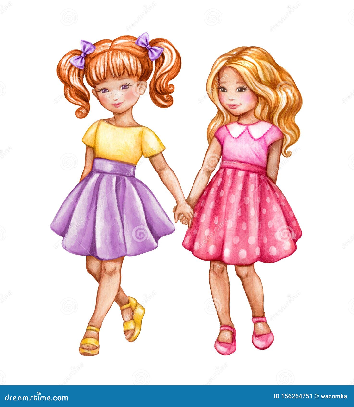 Kids drawing - friends stock illustration. Illustration of girl