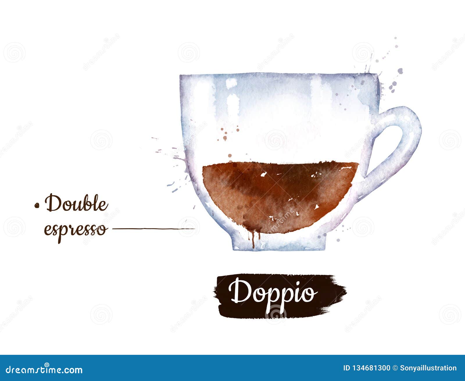 watercolor  of doppio coffee
