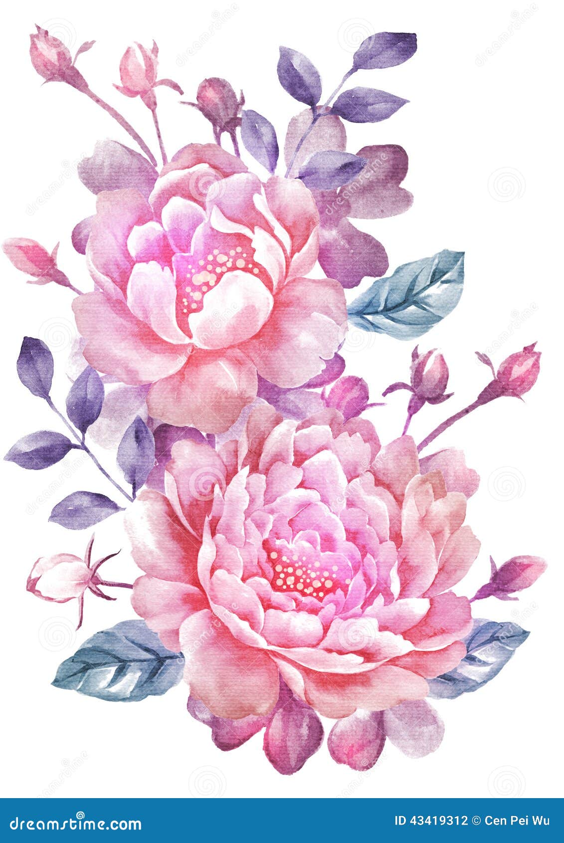 Watercolor Illustration Flower In Simple Background Stock 