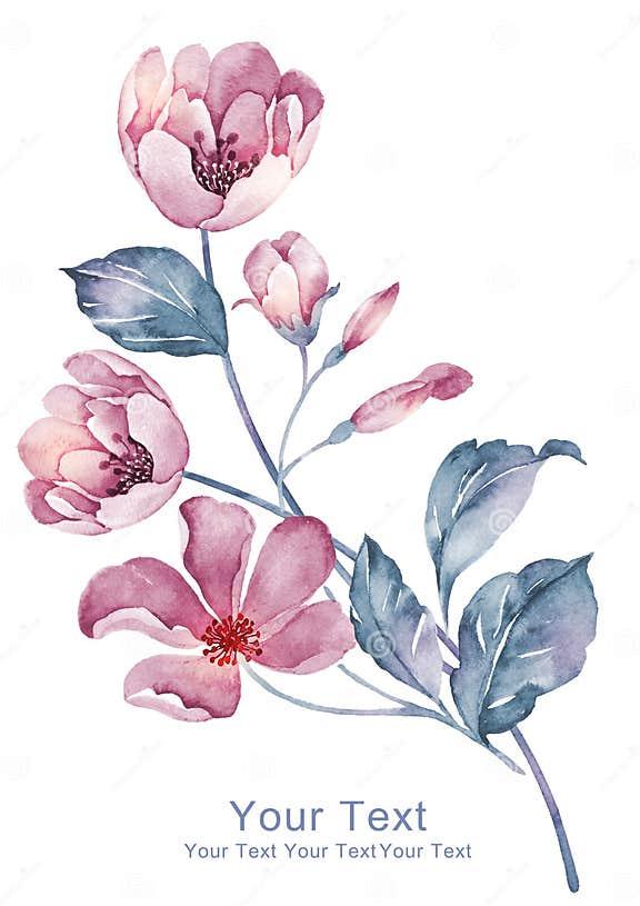 Watercolor Illustration Flower in Simple Background Stock Illustration ...