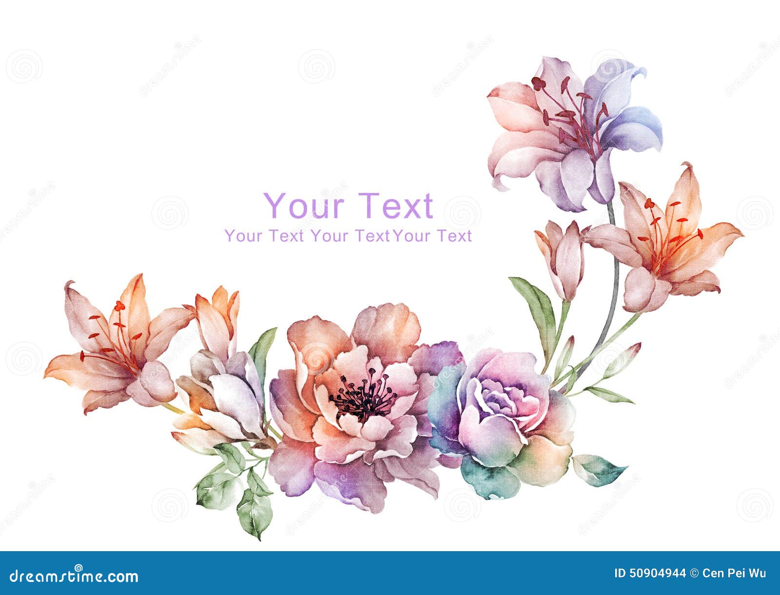 Watercolor Illustration Flower in Simple Background Stock Illustration -  Illustration of decoration, invite: 50904944