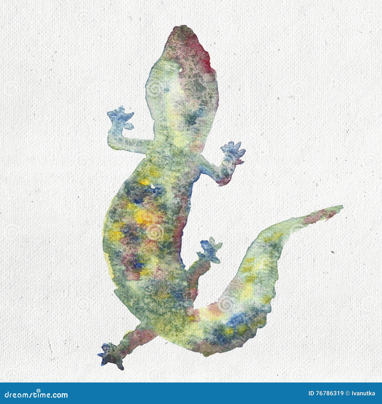 Watercolor Illustration Of A Gecko Silhouette Stock Illustration - Illustration Of Wild, Animal: 76786319
