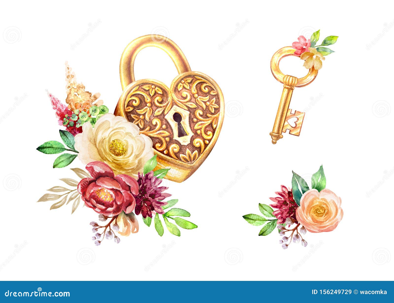 Heart and flowers keyclip