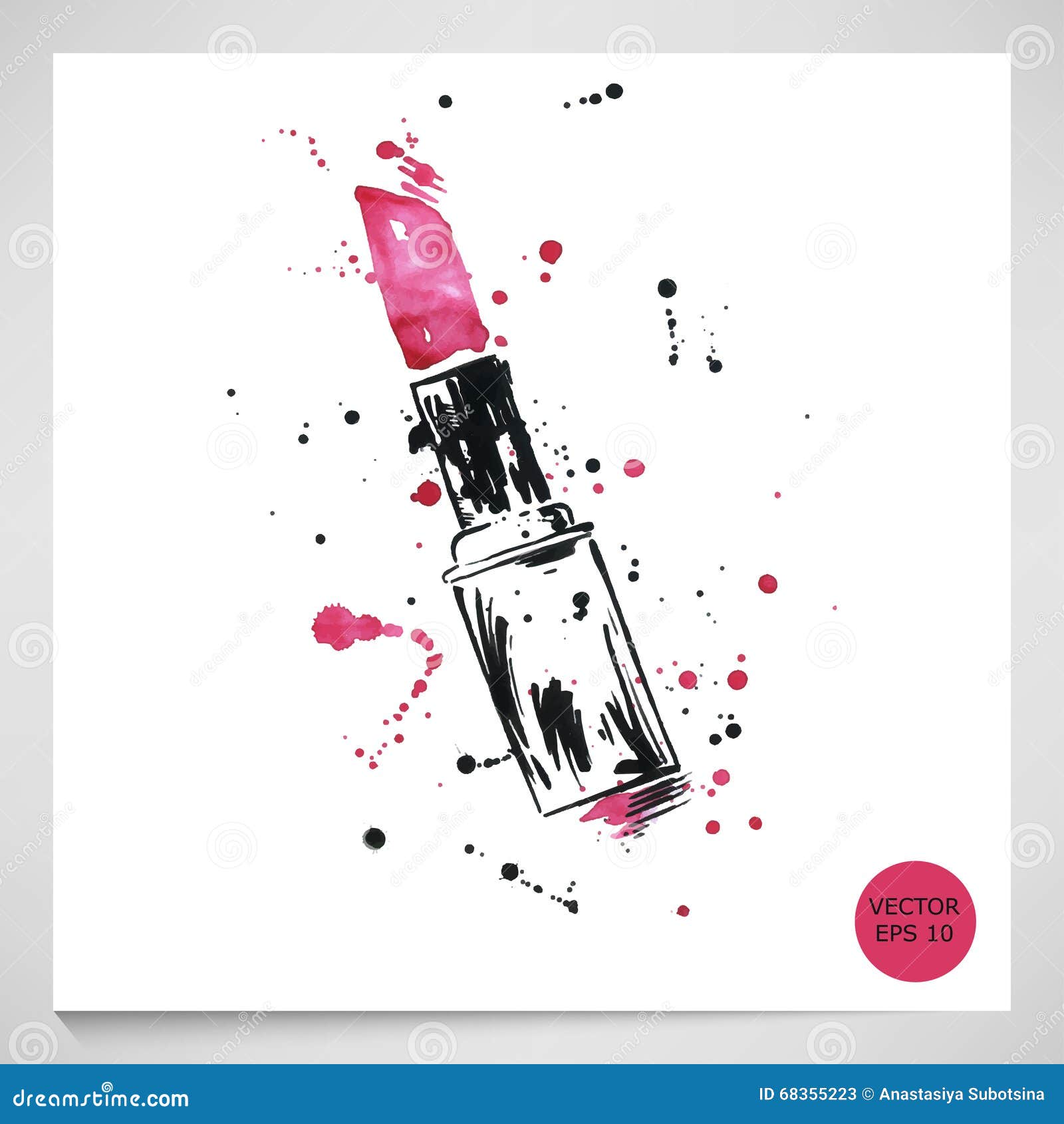 Watercolor Illustration of Red Lipstick. Stock Vector Illustration of