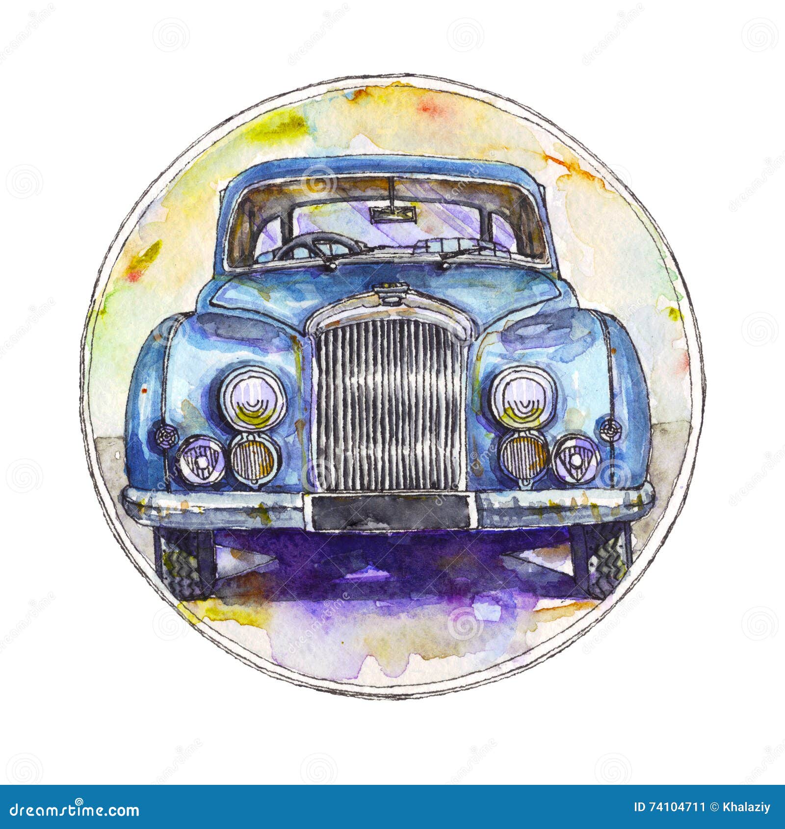 Watercolour Illustration Print Drawing Vintage Car Bentley R-Type Art Print Classic Car Art