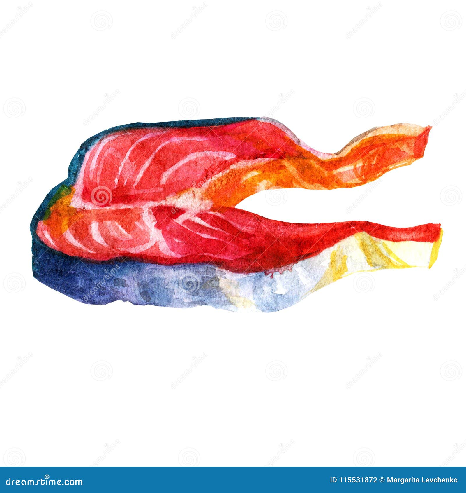 Watercolor Illustration. Smoked Dried Fish of Different Types. Stock Illustration Illustration