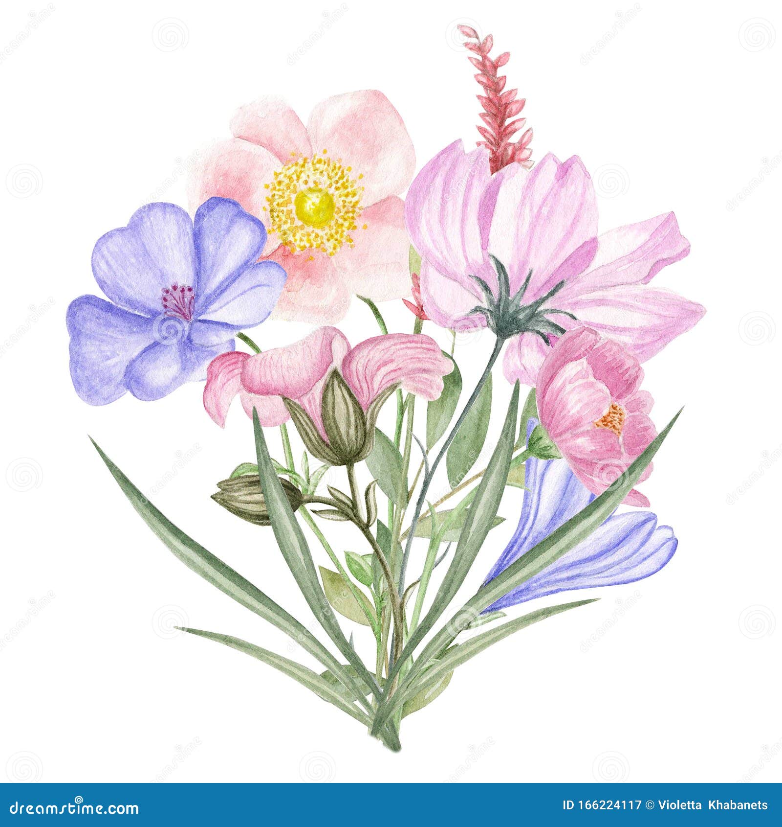Watercolor Illustration of a Wreath of Wildflowers. Stock Illustration ...