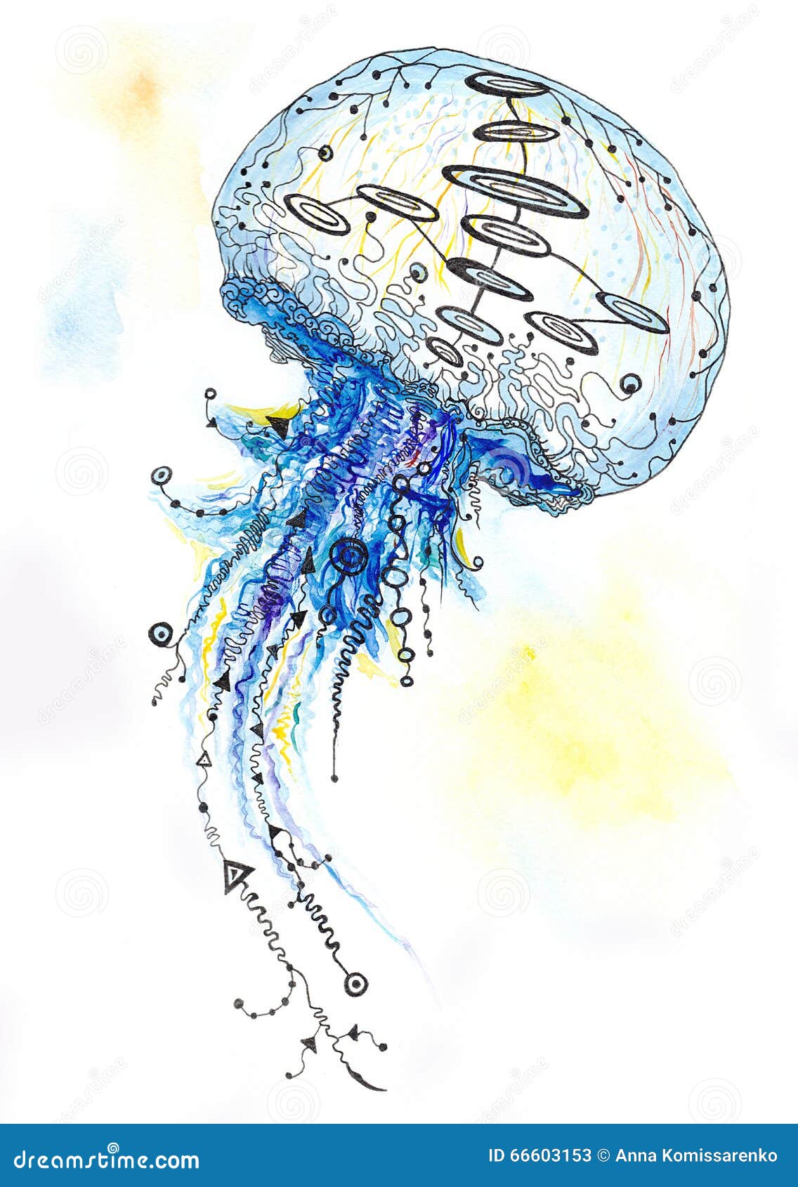 Watercolor And Ink Jellyfish Painting Stock Illustration Illustration Of Deep Natural Watercolor And Ink Jellyfish Painting Stock Illustration Illustration Of Deep Natural