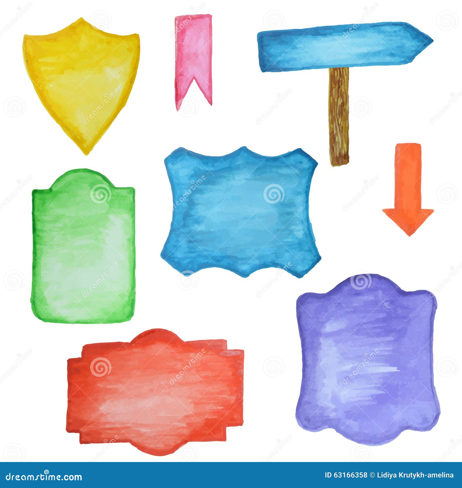 Set Of Watercolor Labels RoyaltyFree Stock Photo 42472941