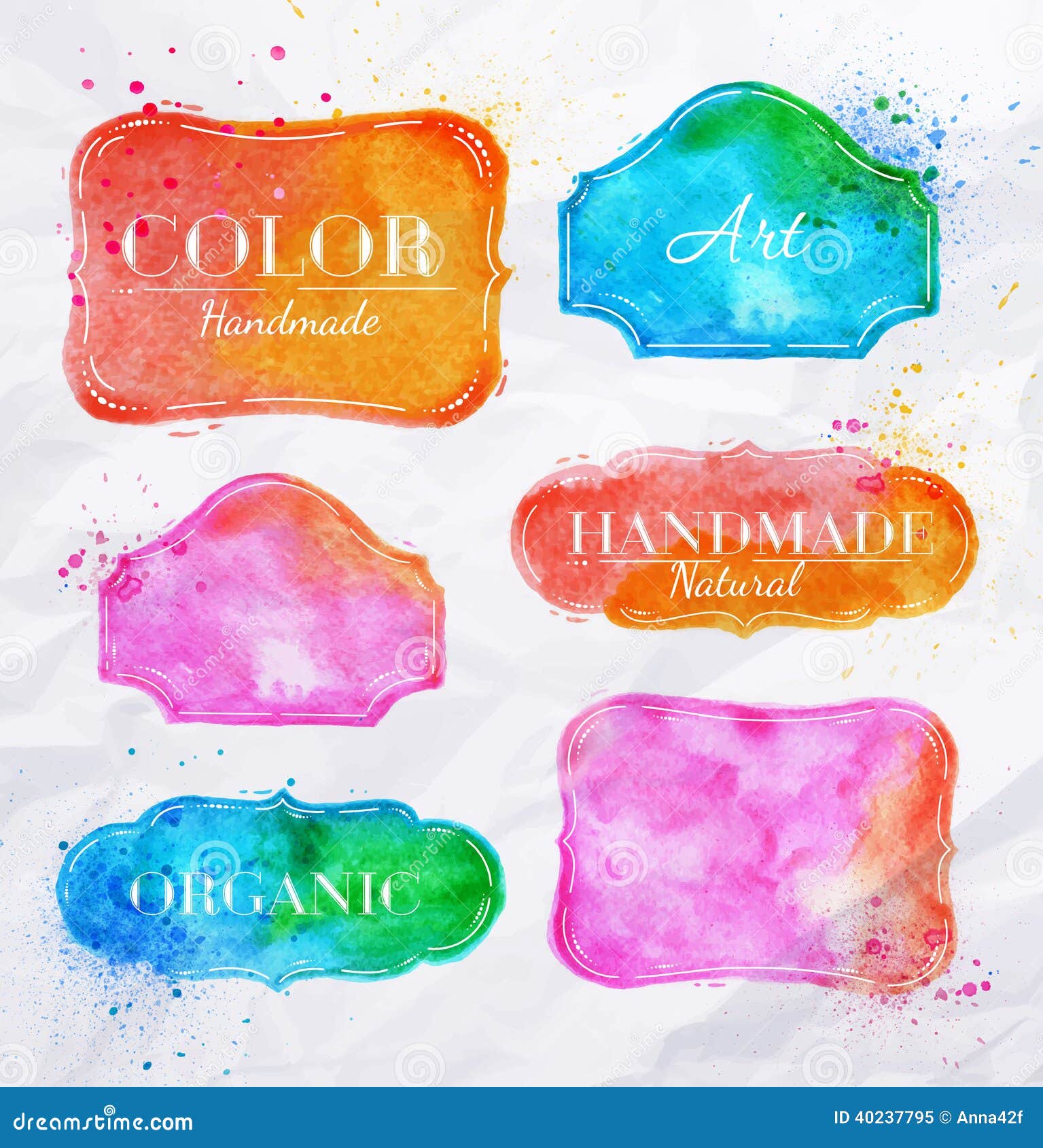 Watercolor labels vintage stock vector. Illustration of concept 40237795