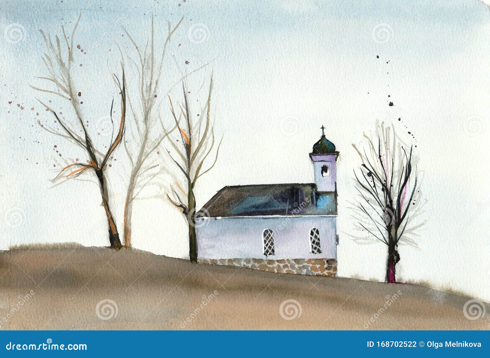 pics Nature Minimalist Watercolor Painting https www dreamstime com watercolor landscape church style minimalism autumn sad nature watercolor landscape church style image168702522