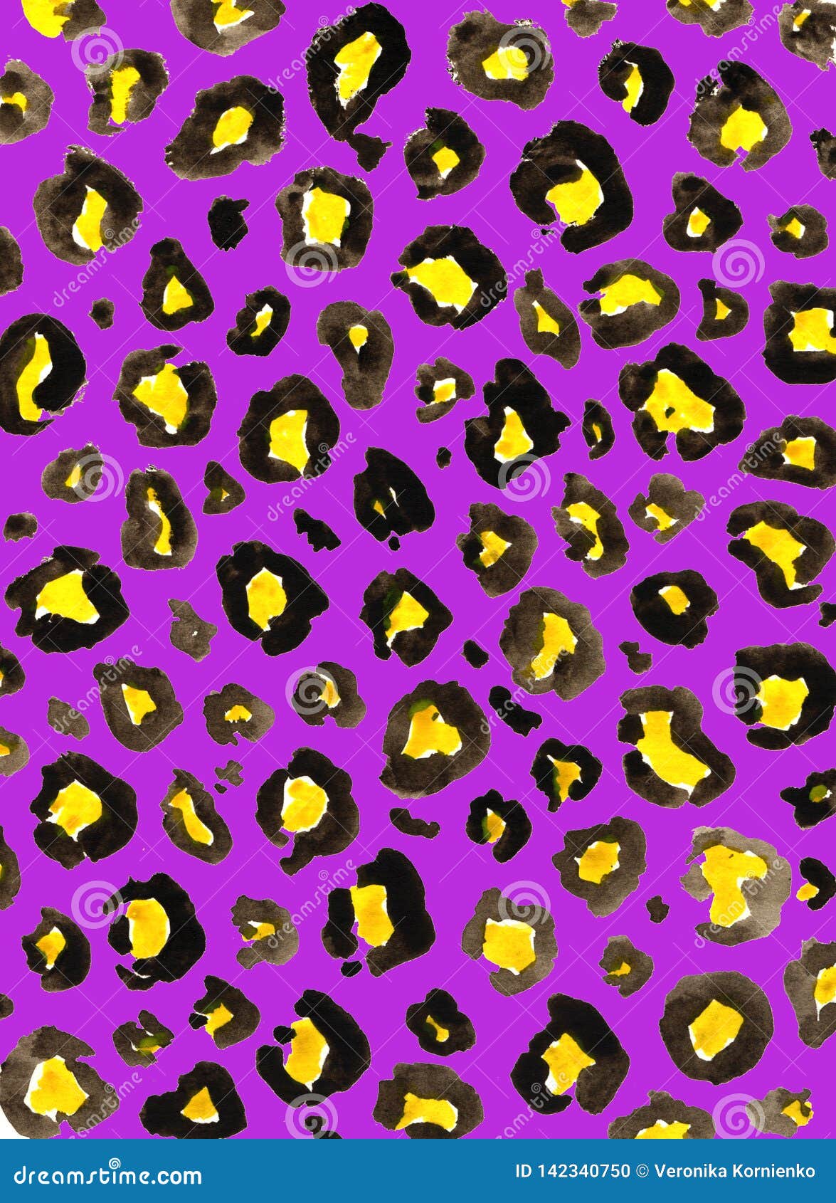 Watercolor Leopard Print Background on Purple Stock Illustration ...