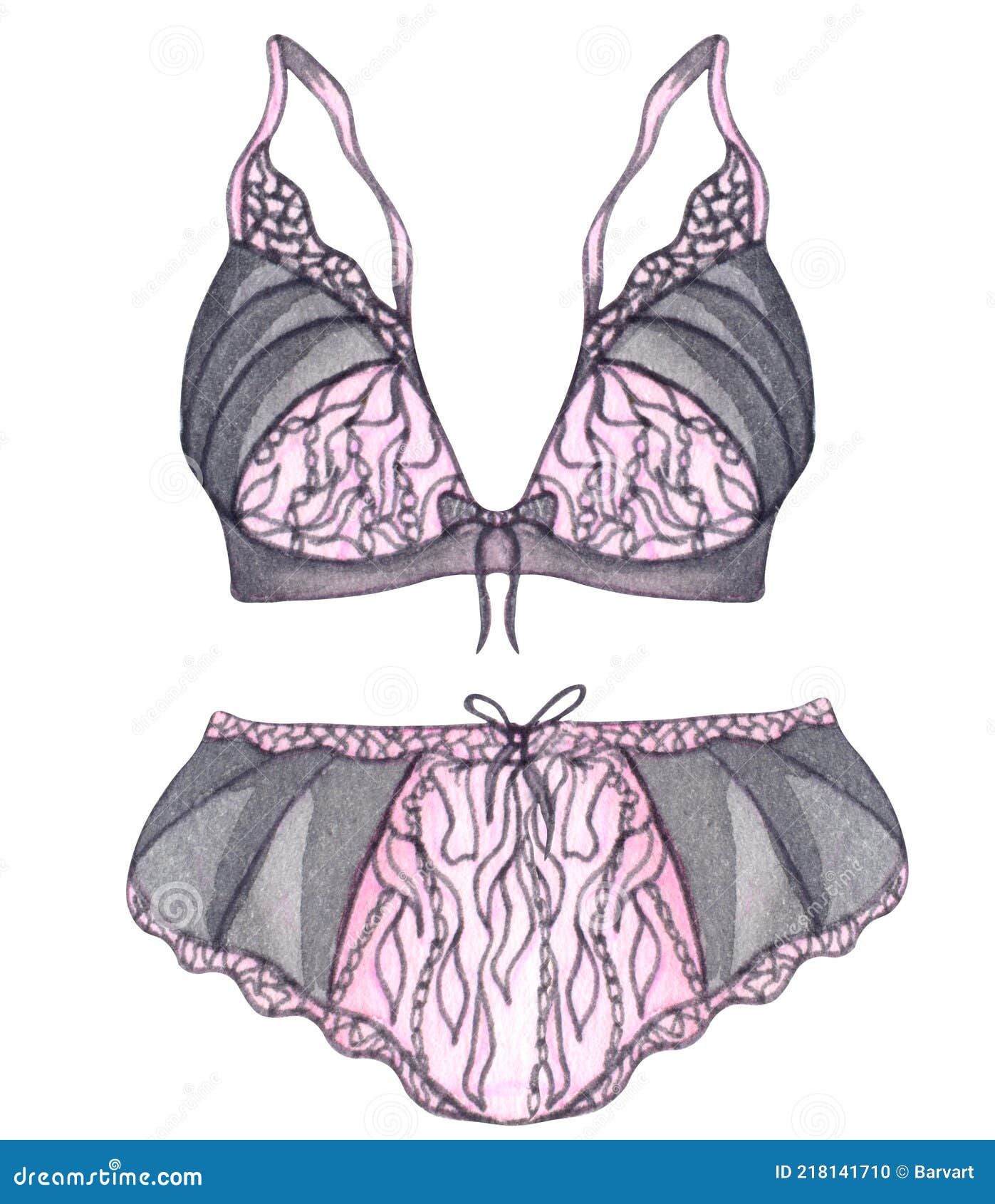 Watercolor Lingerie. Hand Draw Underwear. Fashion Illustration