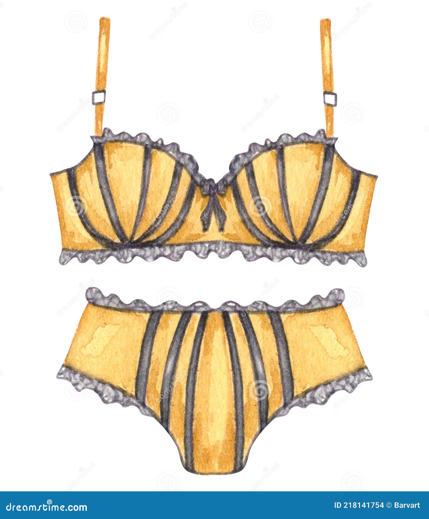 Watercolor Lingerie. Hand Draw Underwear. Fashion Illustration